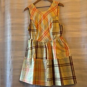 Anthropologie LyreBird Nap Dress | Plaid Patchwork Mini Dress | 100% Cotton